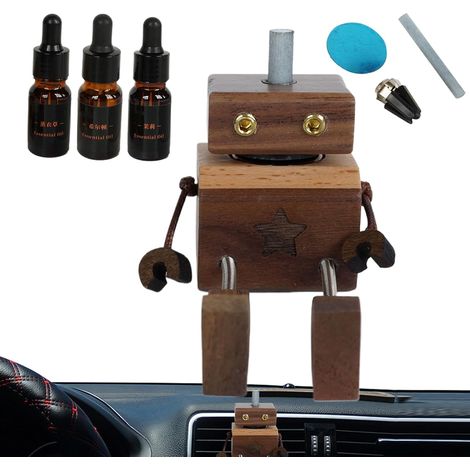 Parfum de Voiture - Diffuseur d'Huiles Parfumées Automobile Wooden Robot - (1/5)