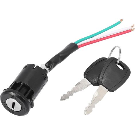 électrique Moto Scooters 3 fils De/Hors/de Contacteur D'allumage Cadenas w. 2 Clés (1/5)