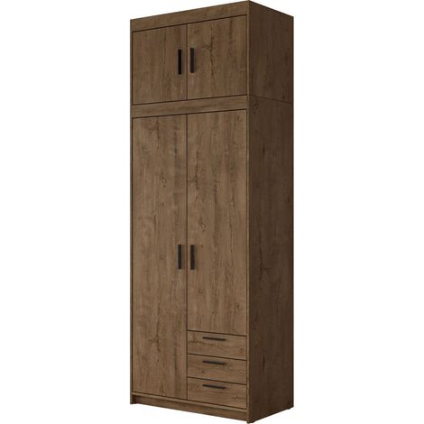 Armoire Novduni 113, Chêne de Lefkas, 246x90x53cm, Portes d'armoire: Avec des charnières, Nombre d'étagères: 0 (1/4)
