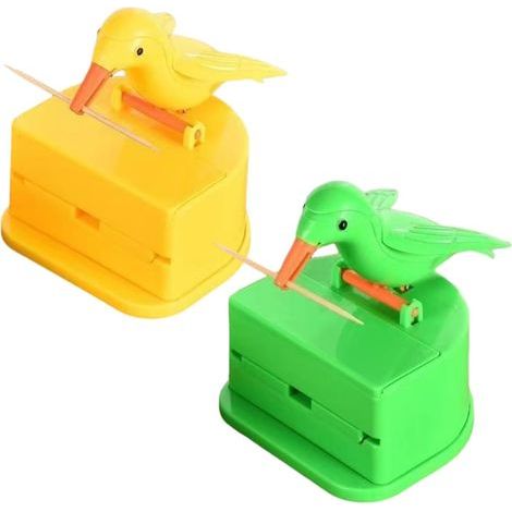 2 Pièces De Boîte À Cure-Dents pour Oiseaux, Pot À Cure-Dents Mignon, Boîte De Rangement pour Cure-Dents, Fournitures De Table À Manger pour La Maison (Jaune, Vert). (1/5)