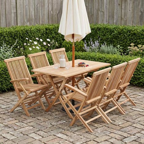 vidaXL Conjunto de Muebles de Jardín 7 uds. Natural (1/5)