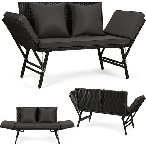 Wolketon Gartenbank Farbwahl 3-Sitzer Polyrattan Rattanmöbel Garnitur Möbel Rattanlounge Grau