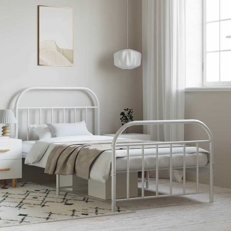 vidaXL Estructura cama sin colchón con estribo metal blanco 100x190 cm (1/5)