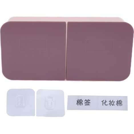 Organisateur à Suspendre pour Disques Démaquillants Lavables - Coffret Maquillage avec Couvercle Amovible pour Salle de Bain Rose et Violet (1/5)