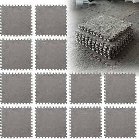 Lot de 12 Tapis Puzzle Mousse – Dalles Sol Gris (1/5)