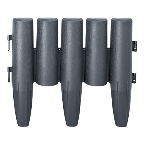 Bordures de Pelouse Anthracite Aspect Bois avec en Plastique (L x H) 28 x 24 cm - Total 22.4m Lot de 80 NAIZY