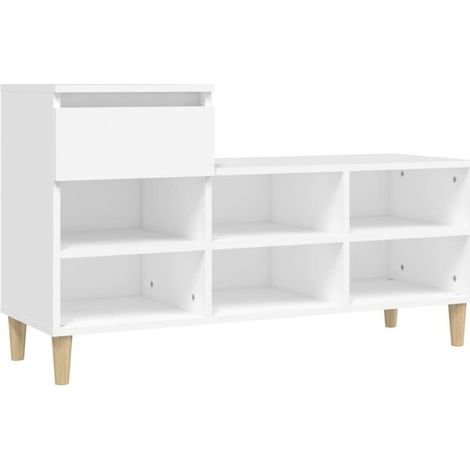 Meuble à chaussures blanc, 102x36x60 cm, en bois composite. (1/5)