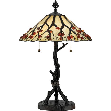 Lampada da tavolo Tiffany foglia bronzo Whispering Quoizel (1/5)