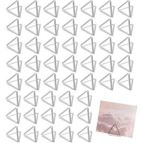 KZQ Confezione da 60 mini segnaposto triangolari, clip per foto e clip per menù per matrimoni, compleanni e feste (argento) (1/4)