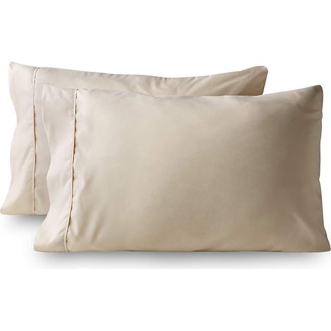 Lot de 2 taies d'oreiller unies 51 x 76 cm, couleur camel (1/5)