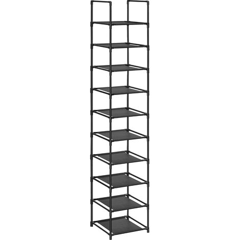 10-Tier Shoe Shelf, Shoe Rack, Shoe Rack, Storage Unit, Metal Frame, Non-Woven Fabric, for Entryway, Bedroom, Black - 46 x 28 x 173 cm (1/4)