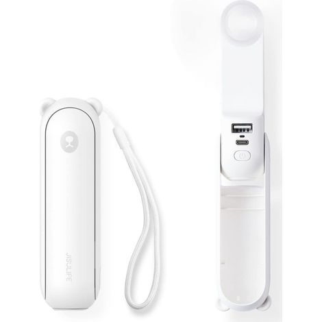Mini portatif ventilateur à main 3 en 1, rechargeable, ventilateur à piles avec batterie externe-blanc (1/5)