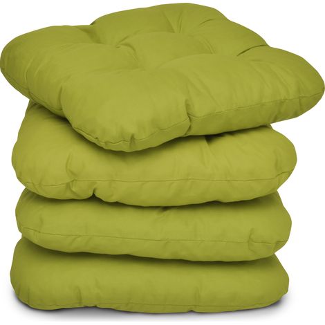 Beautissu Lot de 4 Galettes de chaise - coussins matelassés Lisa Vert pommes