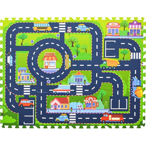 12 Pezzi Tappeto Bambini Strade e Città 30x30 Tappetino Gioco Macchinine Bambini (1/5)