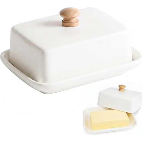 Beurrier Ceramique Blanc Porcelaine Passe Au Lave-Vaisselle Boite A Beurre pour Frigo Récipient à Beurre pour 250g avec Couvercle et Poignée pour RéfrigéRateur et Table (1/5)