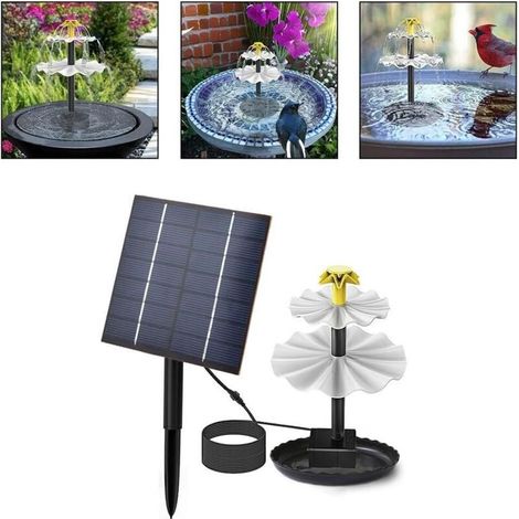 Fontaine de jardin à énergie solaire avec design fendu pour bain d'oiseaux, étang, aquarium et décoration extérieure (1/5)