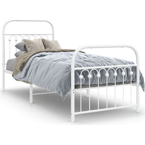 Maison Exclusive - Giroletto con Testiera e Pediera Metallo Bianco 75x190 cm (1/5)