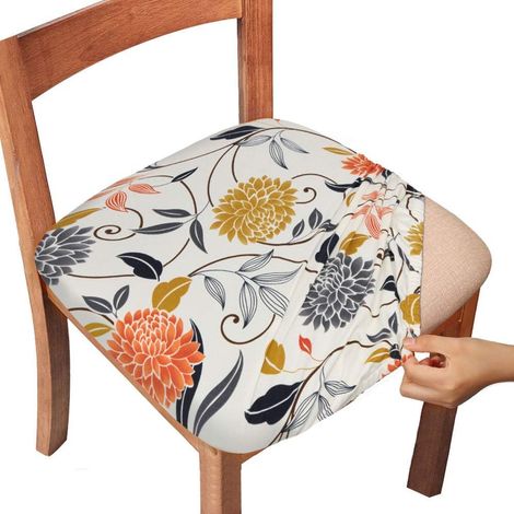 Housse De Siege Extensible - Avec Cordons Elastiques Et Bouton - Pour Chaise De Salle A Manger Bureau Patio Bar - 1 Piece (1/5)