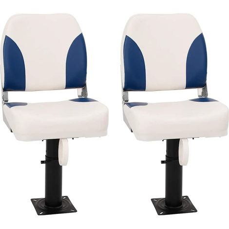 Klappbarer Bootsitz 2er-Set Blau und Weiß 41x36x48 cm