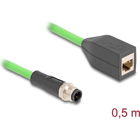 Delock Cable M12 codificado D 4 pin macho a RJ45 hembra PUR (TPU) 0,5 m