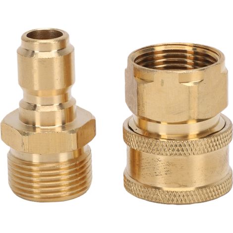 Kit adaptateur pour nettoyeur haute pression en laiton, raccord rapide 3/8" vers filetage mâle M22 15 mm, pression de 5800 PSI, pour jardin. (1/5)