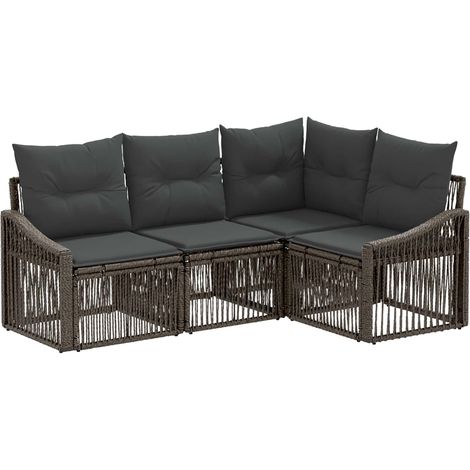 Gartensofa-set 4 pcs Grau Poly-Rattan vidaXL