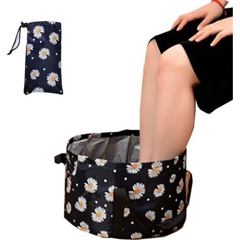 Pediluvio pieghevole，pediluvio portatile da viaggio per pediluvio，secchio pieghevole per campeggio，lavaggio di frutta e verdura (3522 cm / nero) (1/5)