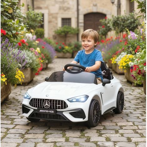 Auto elettrica per bambini Mercedes-AMG 12V con telecomando, LED, musica, bianca (1/5)