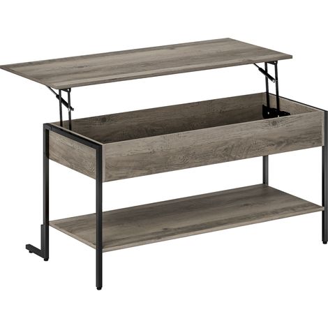 Table basse relevable ARLENE effet bois gris et noir (1/4)