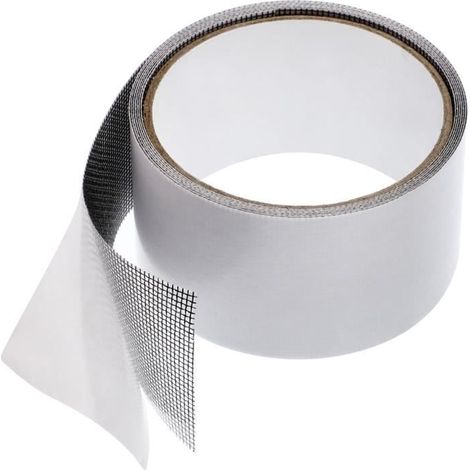 Ruban Adhésif pour Fenêtre Anti-Insectes - Jovitec - Gris - Fibre de Verre - Réparation Efficace - Adhésif Fort (1/4)