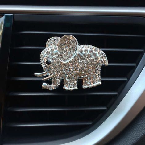 Clips de ventilation d'éléphant en strass Bling Désodorisant de voiture Clip de parfum Diffuseur d'aromathérapie avec tampon (1/5)
