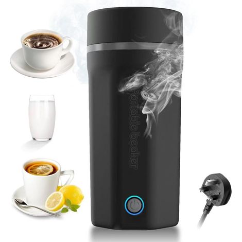 Bouilloire portable, gourde de voyage, 500 ml, acier inoxydable, noire (1/5)