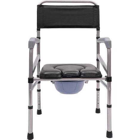 Chaise percée quatre en un (avec accoudoirs et dossier), siège de toilettes surélevé réglable, chaise de douche pliante antidérapante, capacité de charge 175 kg (1/5)