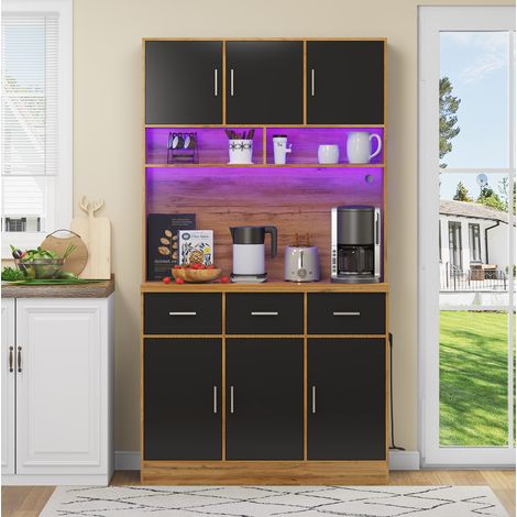 Küchenschrank mit LED, Steckdose und Schubladen 100x40x180 OKMYHOME (1/5)