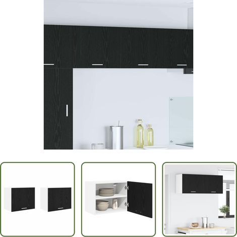 Küchenregal Holz - Hängeschrank 2 pcs Schwarze Eiche und Weiß 50 x 31 x 40 cm (1/5)