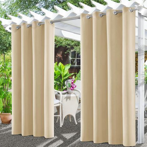 1 Rideau Extérieur Imperméable, Tissu Polyester, Œillets Inox, Pour Pergola, Terrasse (1/5)