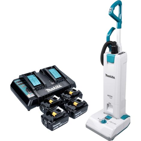 Aspirapolvere a batteria Makita DVC 560 PG4 36 V (2x 18 V) 5 l Brushless + 4 batterie da 6,0 Ah + caricabatterie