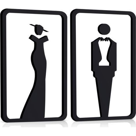 2 panneau Noir D'Identification de Toilettes Autocollant pour Toilettes pour Dames et Messieurs Panneau de Porte en Forme D'Homme et Femme Magasin Parking Restaurant (1/5)