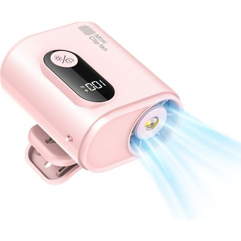 Ventilateur portable compact avec pince pour ceinture – silencieux et puissant, idéal pour l’extérieur, les voyages ou le bureau – couleur rose