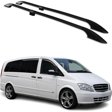 OMAC Barres de Toit Solides Compatible avec Mercedes Vito W639 2003-2014 L3 Extra Long en Aluminium Noir, 2 Pcs