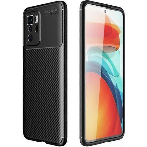 Coque Xiaomi Redmi Note 10 Pro 5G - TPU antichoc, texture fibre de carbone, noir (1/5)