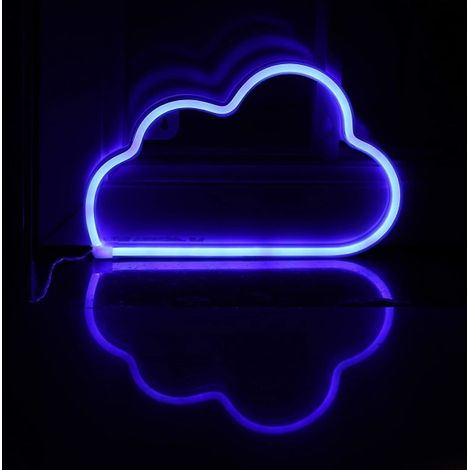 Lampe néon LED bleue pour chambre, décoration murale lumineuse, guirlande lumineuse design, veilleuse moderne, 220V, style scandinave. (1/5)