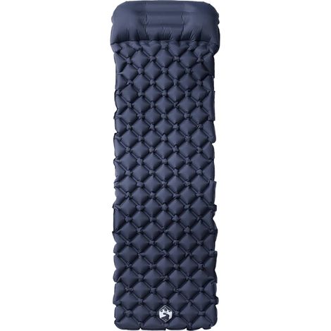 Matelas de camping gonflable avec oreiller 1 personne gris