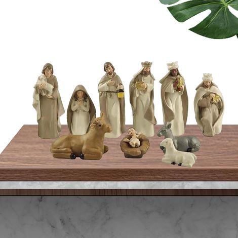 Figurines De Crèche - Décoration Statuettes Nativité Résine,Figurines De Décoration De Table De Noël - pour Salle À Manger Chambre Bureau Étagère École Appartement Dortoir (1/5)