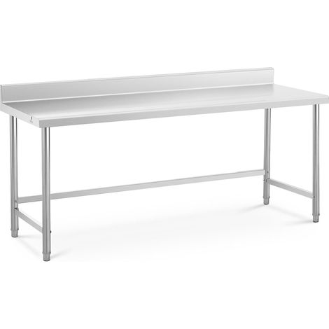 Mesa de trabajo de acero inoxidable encimera de acero inoxidable encimera profesional mesa de trabajo de cocina protector contra salpicaduras de pared 200 x 70 cm 95 kg 140005122 (1/5)