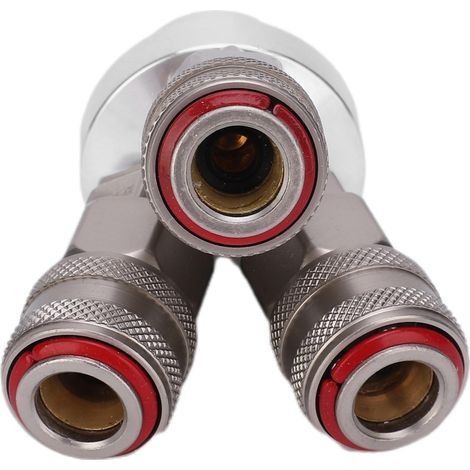 Connecteur à 3 voies, élément pneumatique chromé, acier au carbone, filetage G1/4 pouce, raccord rapide (1/5)