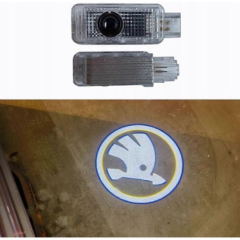 2 Stück Superb HD LED-Logo-Türleuchten für Skoda Fabia, Octavia und Roomster