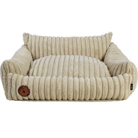 Flauschiges Bett, beige gestreift, Größe M – 80 cm x 70 cm (1/5)