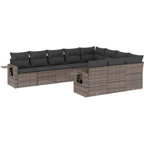 Maison Exclusive - Set de sofás de jardín 10 pzas con cojines rat (1/3)
