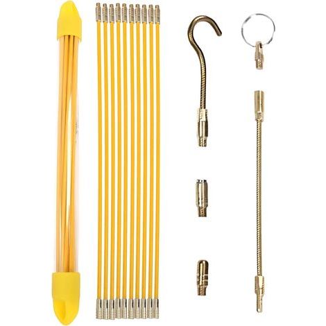 Tiracavi elettrici da 33 cm x 10 pezzi: set di aste in fibra di vetro, kit di installazione retrattile per cavi in guaine di plastica (giallo) (1/5)